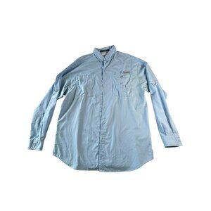 Columbia PFG Omni Shade TAMIAMI Long Sleeve Shirt Light Blue Mens Sz L Fishing